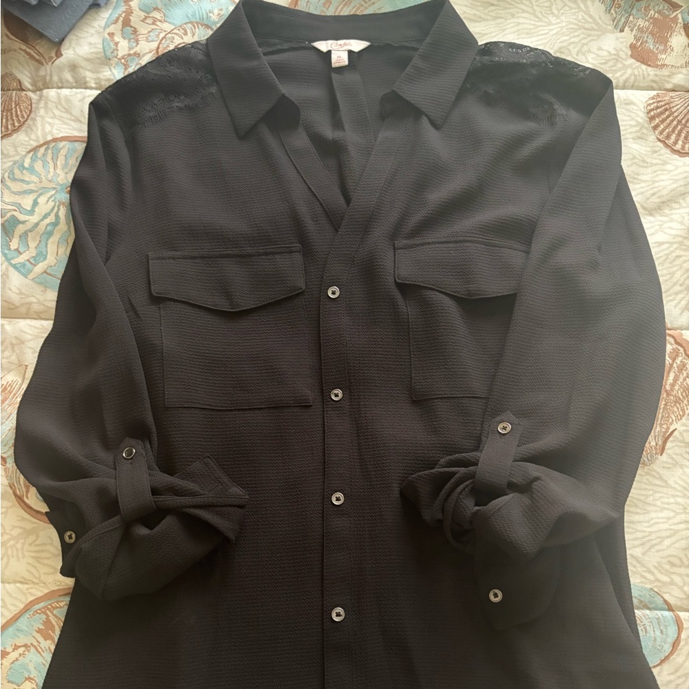 Candie's Black Textured Top